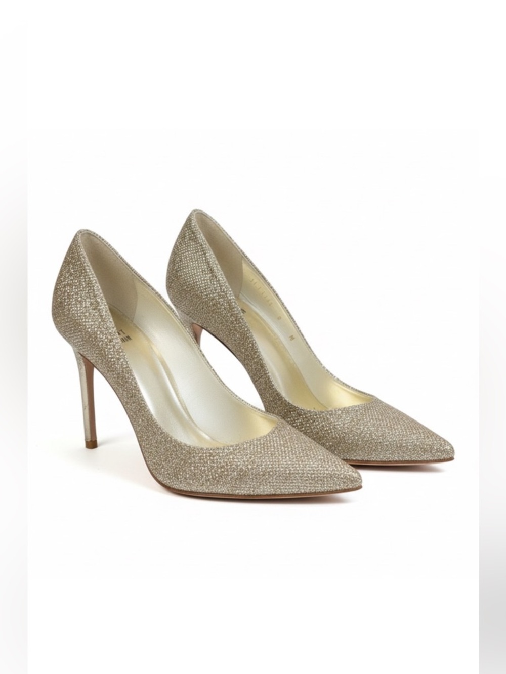 Stuart Weitzman Anny 95 Gold Glitter Stiletto Pumps Size 8